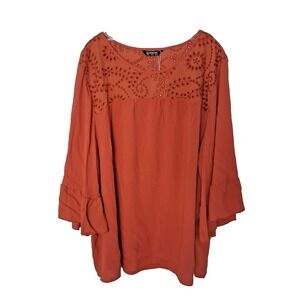 Bloomchic Gauze Texture Embroidered Ornate Yoke Wide Flutter Sleeves Sz 4X (26)